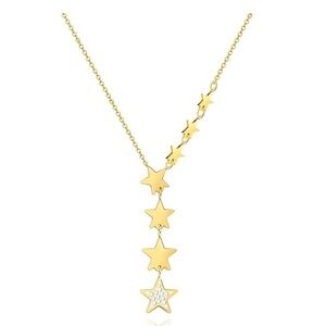 Necklace Women 18K Gold Plated Star‎ Pendant Y2K Cubic Zirconia Gift Glam Dainty